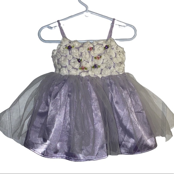 👗Toddler Girl Fancy Gorgeous Beaded Rosette Tulle Dress 24M High End Designer